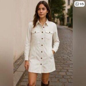 Frye Cream Button-Up Dress